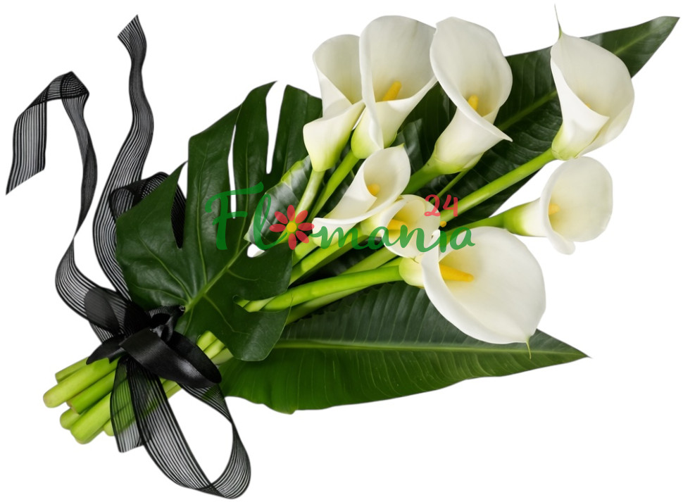 Траурный букет из калл